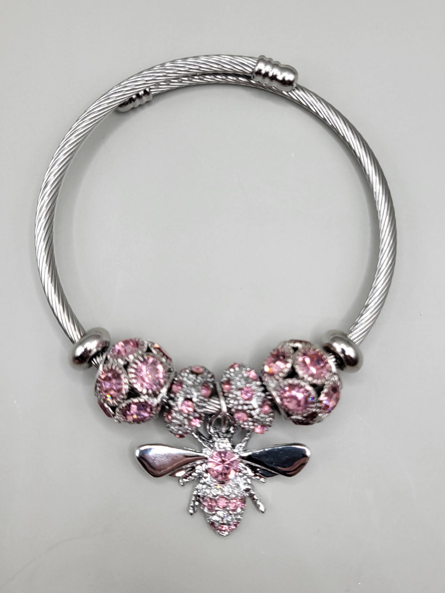 Silver and Pink Bee Charmed
